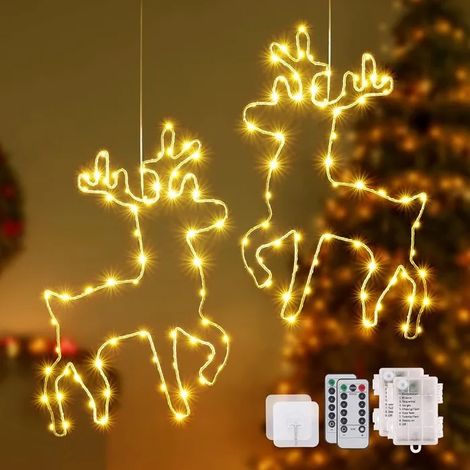 Guirlandes lumineuses de Noël - Rennes - 120 LED - Télécommande sans fil - Minuterie 6h/18h (1/5)