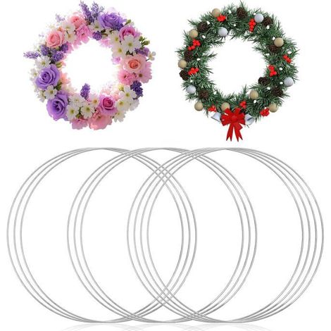 Cercles métalliques décoratifs Lot de 10 pièces Acier argenté 3 mm Supports pour couronnes de fleurs Mariages et fêtes (1/5)