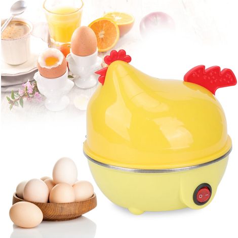 Cocedor de huevos eléctrico multifuncional con diseño de gallina, cocción rápida, capacidad para 7 huevos, apagado automático, mini electrodoméstico para el desayuno, estándar estadounidense, 110 V (1/5)
