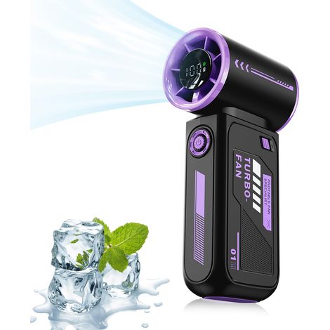 Ventilateur Portable Turbo, Style Fonctionnel, Réglage Continu De La Vitesse À 100 Vitesses 3600 Mah, Mini Ventilateur Usb, Convient Pour Voyages/Extérieur/Camping/Maison/Bureau (Noir et Violet) (1/5)