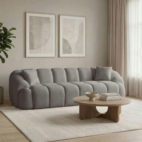 Canapé 4 places gris design arrondi ONDA