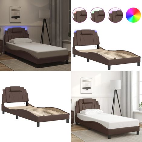 Cadre de lit Viana avec LED sans matelas marron 80x200 cm - Cadre de lit - Lumière LED (1/5)