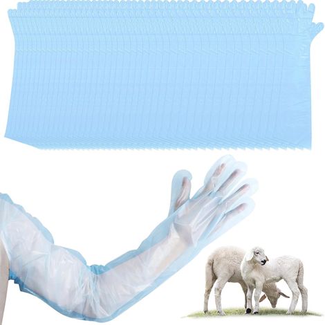 Lot de 100 gants vétérinaires à manches longues, gants vétérinaires extensibles, gants jetables pour insémination du bétail, gants vétérinaires extra longs 90 cm (1/5)