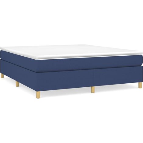 Maison Exclusive - Sommier à lattes de lit avec matelas Bleu 160x200 cm Tissu (1/5)