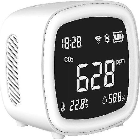 3-in-1 CO2-Detektor für Innenräume: Luftqualitätsmonitor, erkennt CO2, ideal für die Beleuchtung von Wohnungen und Büros. (1/5)