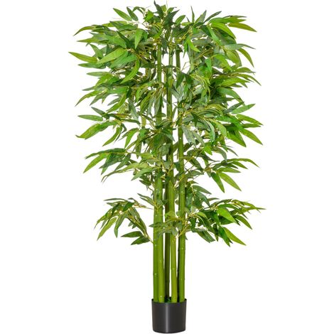Bambou artificiel, grande plante artificielle, 160 cm, facile d'entretien, en pot plastique pour le bureau et la maison (1/5)
