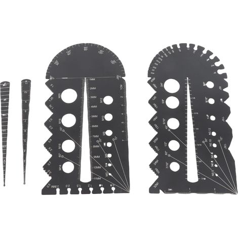 Juegos de calibres de paso de rosca de aleación de aluminio negro, métricos e imperiales. (1/5)