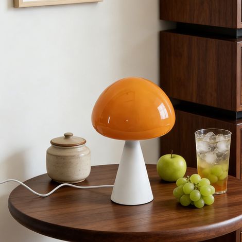 Lampe table champignon française orange bureau chevet (1/5)