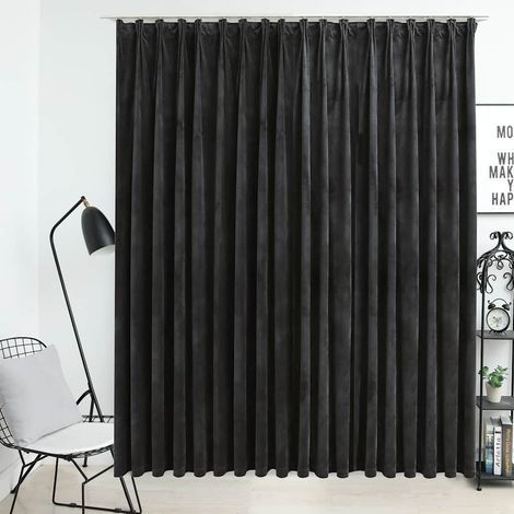 Rideau occultant à crochets, velours, anthracite, 290 x 245 cm (1/5)
