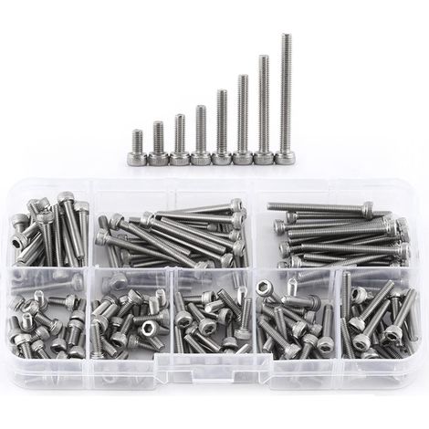160pcs Vis à Tête Hexagonale en Acier Inoxydable M3 SS304, Câble Boulons Vis à Douille Hexagonale, Assortiment de Boulons à Vis pour équipement de Communication (1/5)