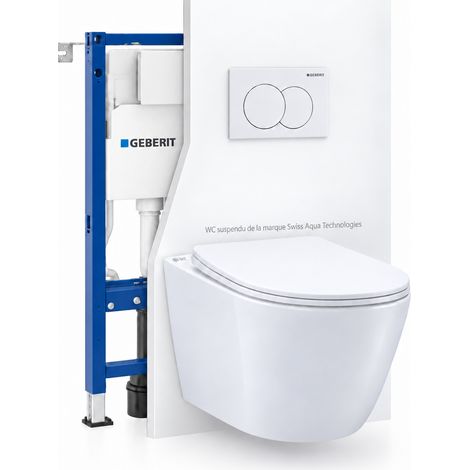 Pack WC Bati-support Geberit + WC Swiss Aqua Technologies Infinitio sans bride (1/5)