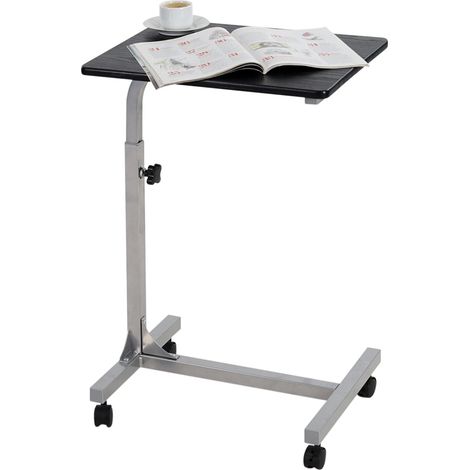 Meubles Cosy – Table de lit pour ordinateur portable hauteur réglable – 4 roulettes verrouillables – Métal noir 48x37x79 cm – Support PC pour salon et bureau (1/5)