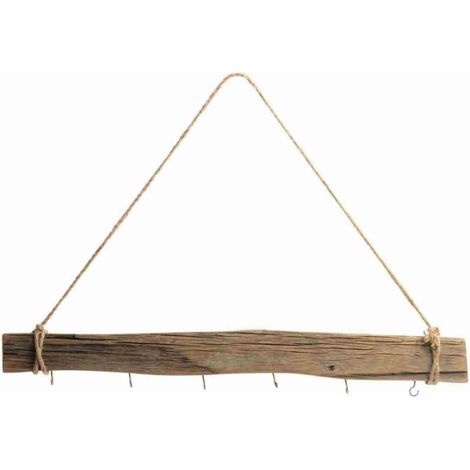 Freese – nature trends Barre à crochets en planche de bois flotté avec 4 à 6 crochets – 60 x 6 cm
