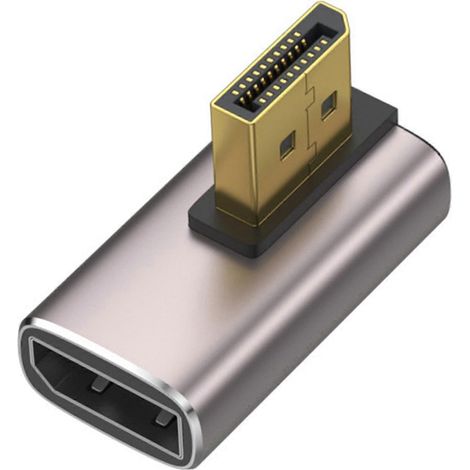 Adaptateur DisplayPort 1.4 8K, connecteur vertical coudé à 90° plaqué or, convertisseur DisplayPort mâle vers femelle (1/5)