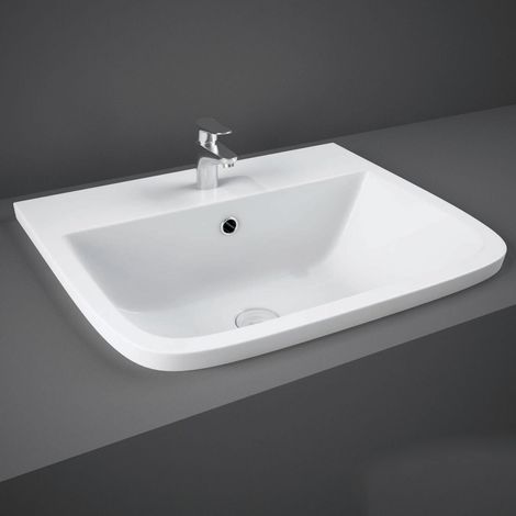 RAK Ceramics Rounded Square Series 600 500mm Inset Vanity Basin Sink 1 Tap Hole (1/3)