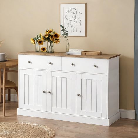 Buffet coloris blanc en panneau de particules 120 x 36 x 80,5 cm (1/5)