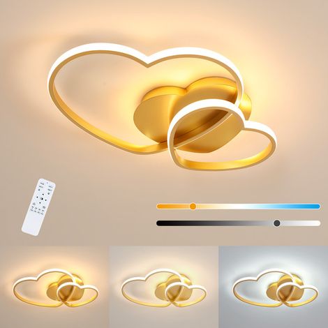 GOECO Plafonnier LED dimmable 48W, lampe de plafond moderne en forme de cœur, lustre avec télécommande 3000K-6500K pour chambre à coucher, chambre d'enfant (1/5)