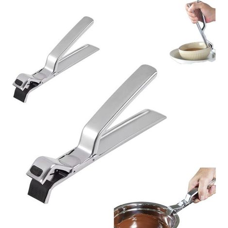 Set di 2 clip estraibili per griglie da forno - Pinze resistenti al calore per ciotole e teglie - Adatte per forni, friggitrici ad aria, vaporiere, pentole, padelle e piatti - Argento (1/5)