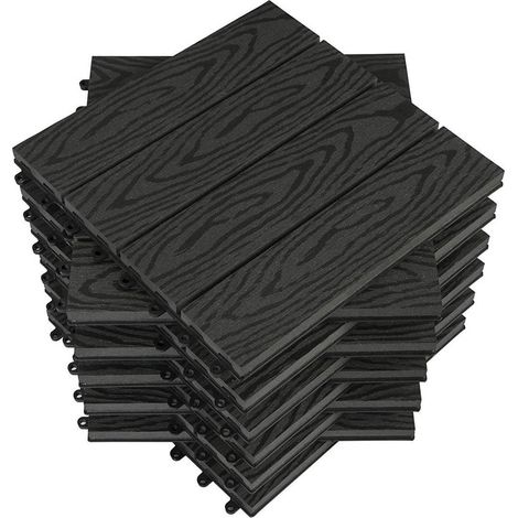 11 Piastrelle 1 m² in WPC per Pavimenti da Esterno ad Incastro 5 Colori colore: Antracite