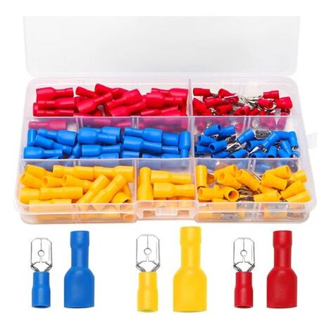150 Pièces Cosse Connecteur à Sertir Électrique Set, Femelles et Mâles Bornes Isolées à Sertir, Cosse a Sertir, Cosses Electriques