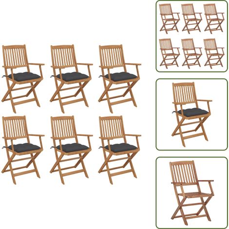 Klappbare Gartenstühle 6 Stk. mit Kissen Massivholz Akazie - Gartenstühle - Klappstühle - Holzstühle - Esszimmerstühle - Outdoor Möbel (1/5)