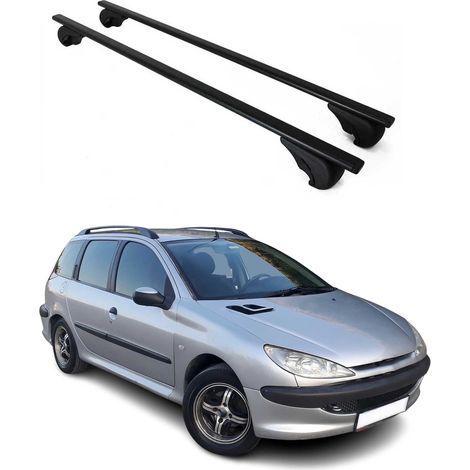 OMAC Dachträger Querträger für Peugeot 206 Kombi 2001-2009 – Abschließbar – Max. 75 kg – 2 Stangen Stahl Schwarz (1/5)