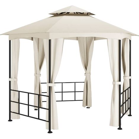 Belvédère avec parois 3,1x2,7 m Crème (1/5)
