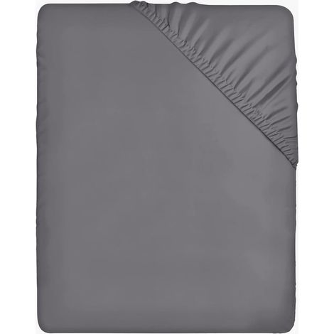 Drap-housse - Protège-matelas - Lavable - Drap-housse Jersey Stretch - Élastique tout autour - 150x200 cm - Sans repassage - Ajustement parfait - Hauteur de coin 25cm - Gris (1/5)