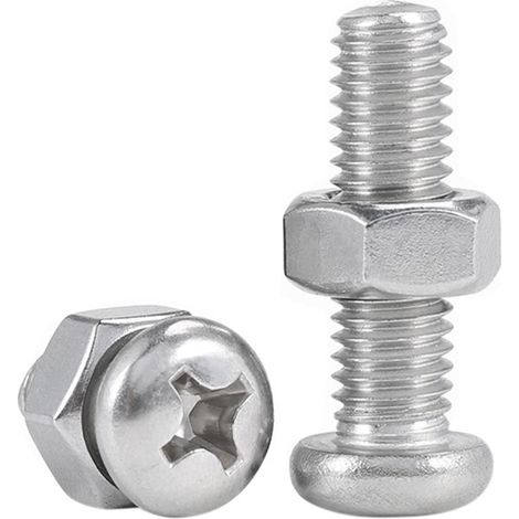 Vis À Métaux Zinguée Tête Cylindrique Bombée Pz Cruciforme Viswood Ø 4x20 Mm (Lot De 12 Vis+Écrou) (1/3)