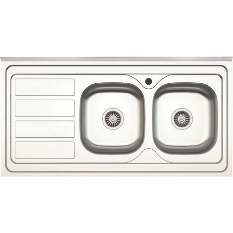 Évier à poser SA46, deux bacs avec égouttoir gauche 120x60 cm en inox