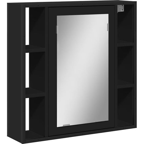 Maison Exclusive - Bad-Spiegelschrank Schwarz 60x16x60 cm Holzwer (1/5)