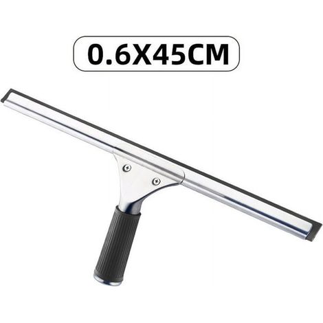 Raclette vitre inox 40cm lame acier inoxydable, grattoir fenêtre professionnel, outil nettoyage vitres avec manche, lot de 1 (1/5)