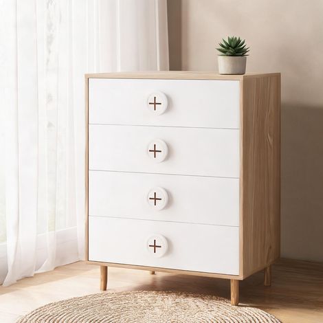 Commode coloris natural blanc en MDF 80 x 54 x 90 cm (1/5)