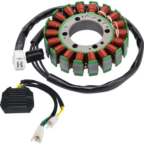 Kit de réparation de système de charge en deux parties pour Kawasaki NINJA ZX-6R / ZX636 (2005-2006) Bobine de stator + redresseur Kit de réparation de noyau de magnéto pour moto (1/3)