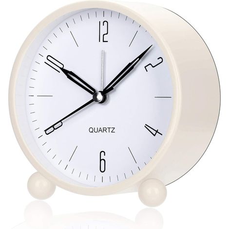 Analoger Wecker ohne Ticken und mit Nachtlicht, rund, modern, aus Metall, laut genug für Tiefschläfer, batteriebetrieben, ideales Geschenk zum Schulbeginn für Schüler, Kinder, Jungen und Mädchen.