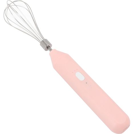 Tragbarer elektrischer Eierquirl, USB-aufladbar, kabelloser Milchaufschäumer mit rosa Edelstahl-Schneebesen (1/5)