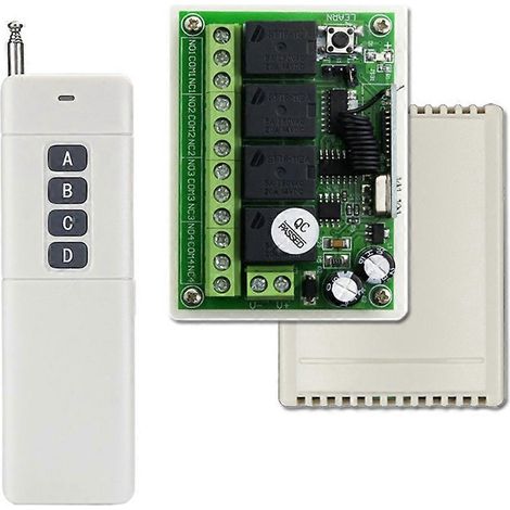 Récepteur de module relais 433 MHz 12 V/24 V + émetteur longue portée (1000 m) avec télécommande sans fil RF pour moteur d'éclairage de garage (1/5)