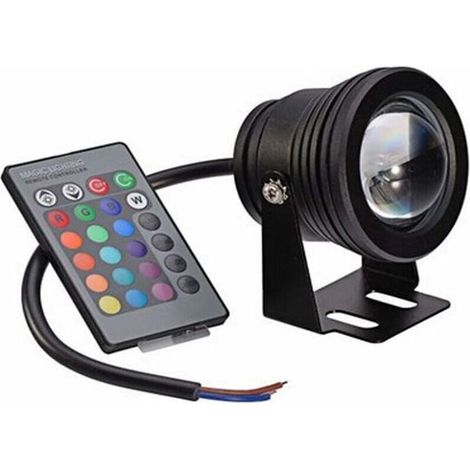 Lampe LED subaquatique Pool Source avec télécommande, couleurs changeantes, pour aquarium et bassin (coque noire RGB), 10 W [Classe énergétique A] KLB (1/5)