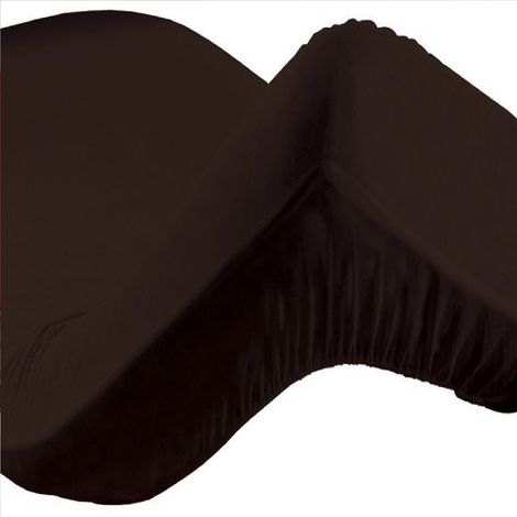 Drap housse coton 57 fils marron cacao 90 x 190 cm