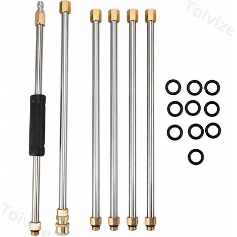Kit di 6 pezzi con lancia di prolunga per idropulitrice Toivize da 90 pollici in acciaio inox per la pulizia di tetti ed esterni. (1/5)