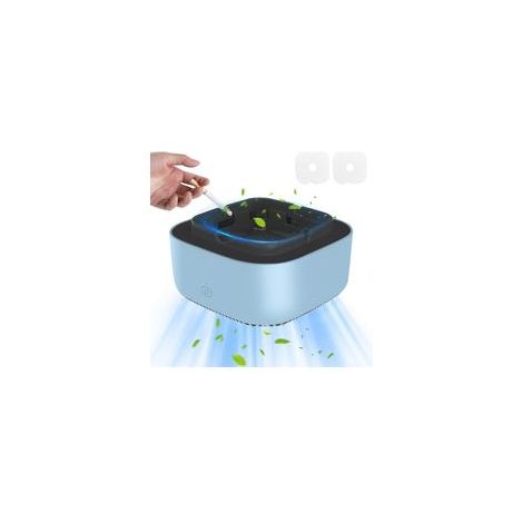 Cendrier Sans Fumée,Cendrier Purificateur avec 2 Tampons Filtrants de Remplacement, Aspiration Ionique Négative Enveloppante à 360 Degrés, Fonction de Minuterie d'arrêt Automatique, pour Maison