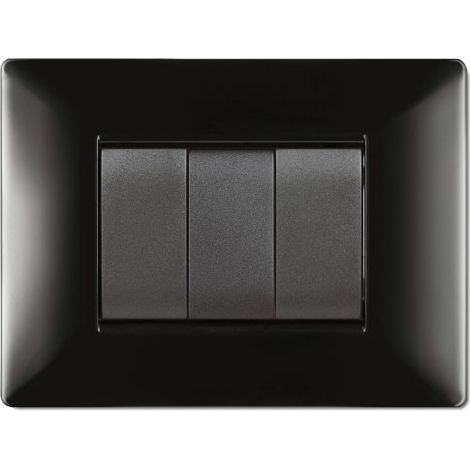 Placca tecnopolimero 7 posti colore nero ECLECL2887N per sistemi BTicino