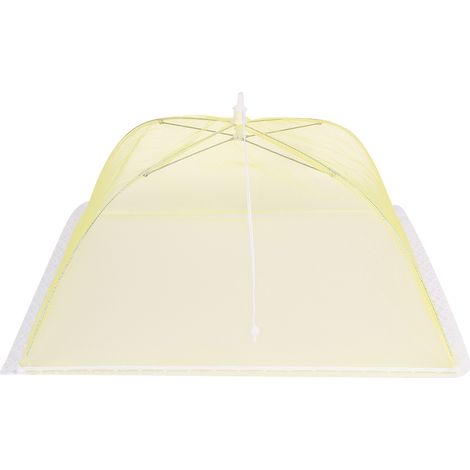 2 Pièces Housse de Nourriture en Maille Lavable, Parapluie de Table Pliant pour Cuisine Jaune 43x43cm (1/5)