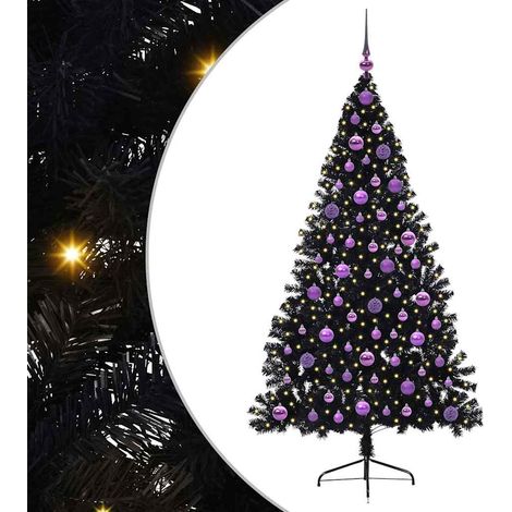 Árbol de Navidad Artificial Preiluminado Negro 180 cm PVC vidaXL