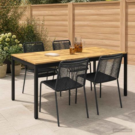 vidaXL Tavolo da cena da giardino Bianco e Nero 180 x 88,5 x 75 cm