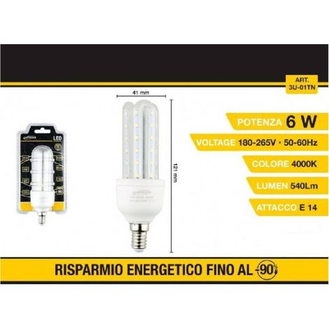 Lampadina Led 3u E14 6w Light Fredda 6500k Naturale 4000k Calda 3000k 36d 3u01t (1/2)