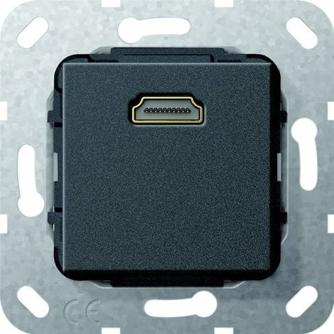 GIRA 566910 PRISE MURALE HDMI AVEC INVERSION MÂLE/FEMELLE NOIR MAT (1/3)