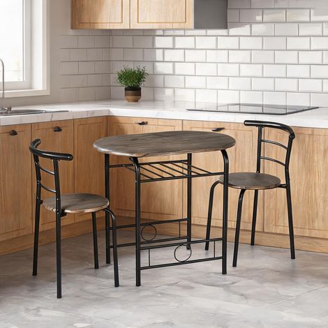 Ensemble bistrot noir avec table et 2 chaises 80 x 53 x 74,5 cm (1/5)