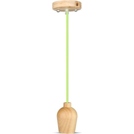 V-TAC Lampadario LED in Legno con Portalampada E27 (Max 60W) con Cavo Verde (1/5)