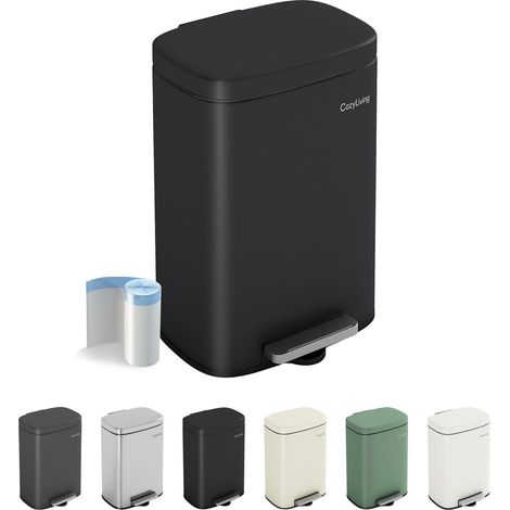 Pedal Kitchen Bin with Soft Close Lid, Step-On Trash Can with Inner Bucket 5L BLACK